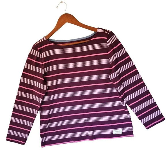 Authentic Talbots 100% Cotton Sweater Petite LP Multicolor Striped Long Sleeve - Picture 3 of 9